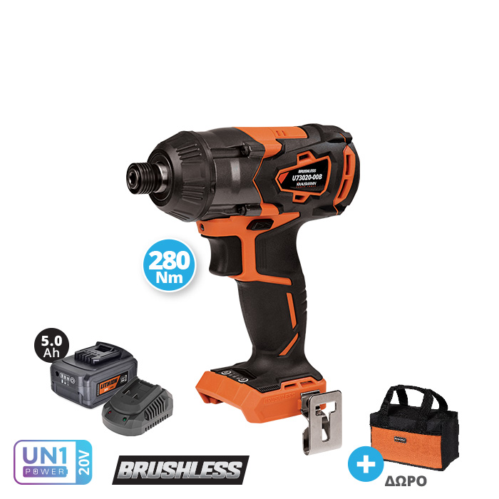 U73020-15SB_img_01 ΣΕΤ Παλμικό Κατσαβίδι 20V KRAUSMANN + 5.0Ah + Παρελκόμενα - Image 1