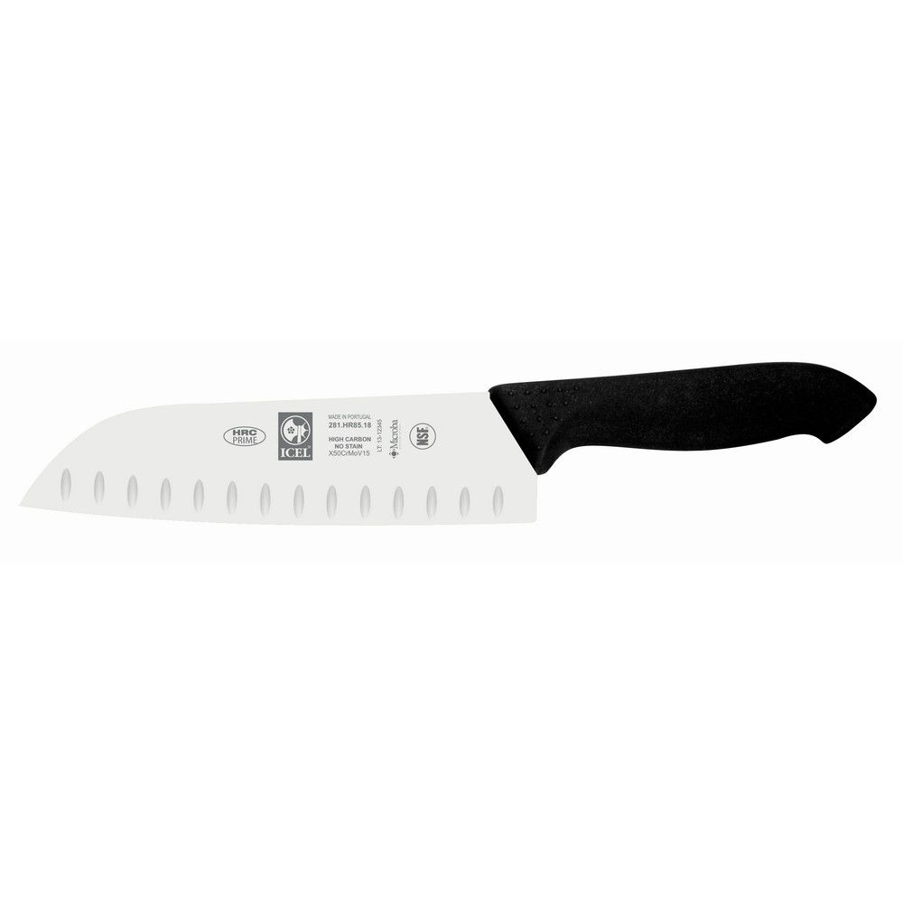 03-04-01-01-105 Μαχαίρι Icel 281.hr85.18 18cm santoku με αυλάκια proflex μαύρο - Image 1